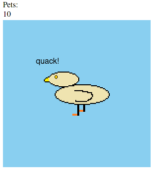 A picture of a game with a duck